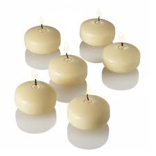 2" FLOATING DISK CANDLES IVORY 6/BX 