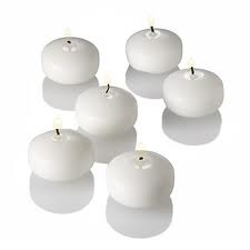 2" FLOATING DISK CANDLES WHITE 6/BX 